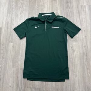 Nike Michigan State Spartans Polo Shirt Men's Small Green NCAA MSU Dri Fit